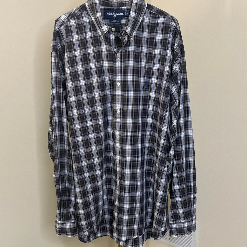 Ralph Lauren Men's Plaid "Blake" 100% Cotton Button - Down Shirt - XL - Picture 3 of 10